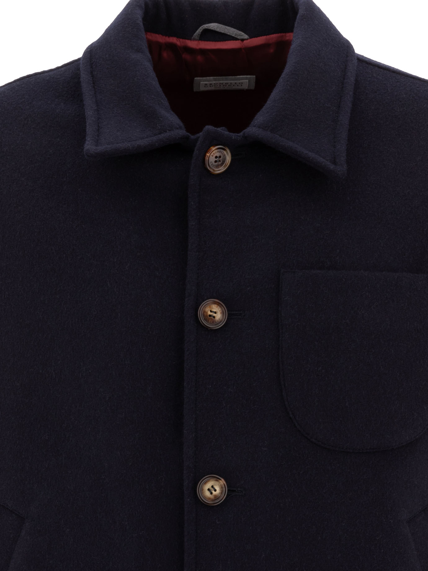 BRUNELLO CUCINELLI Blue Wool double beaver bomber jacket